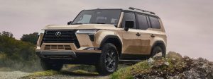 A photo of the 2024 Lexus GX on a trail.